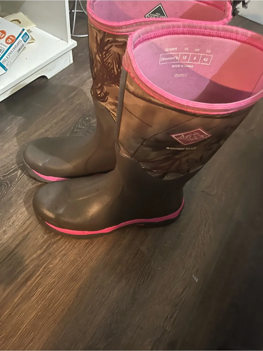 Women’s Brown Rain Boots with Pink Trim – Waterproof Winter Boot